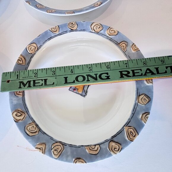 Corelle Vitrelle Impressions Watercolors Rimmed Soup Bowl Salad Set 3 EUC - Picture 5 of 7